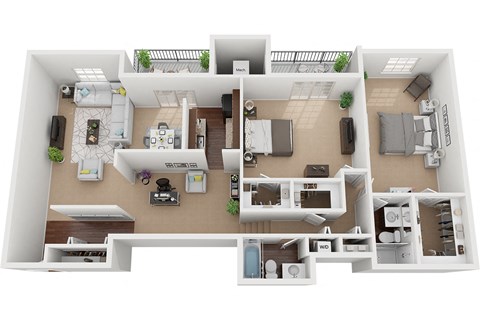 Floor plan for 2 beds, 2 baths, 1624 sqft